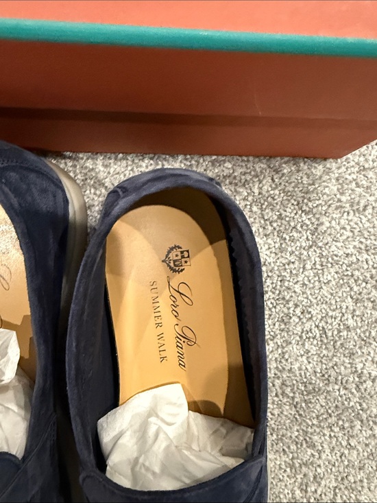 Loro Piana Navy Suede Tassel Slip-On Loafers main image 6